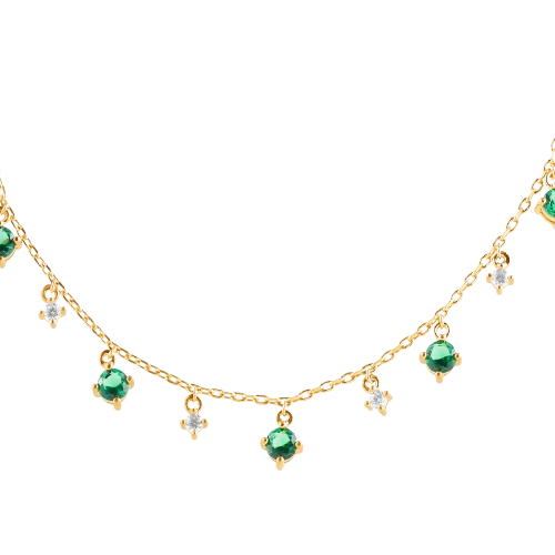 Collier pampilles serti de zircons verts plaqué or