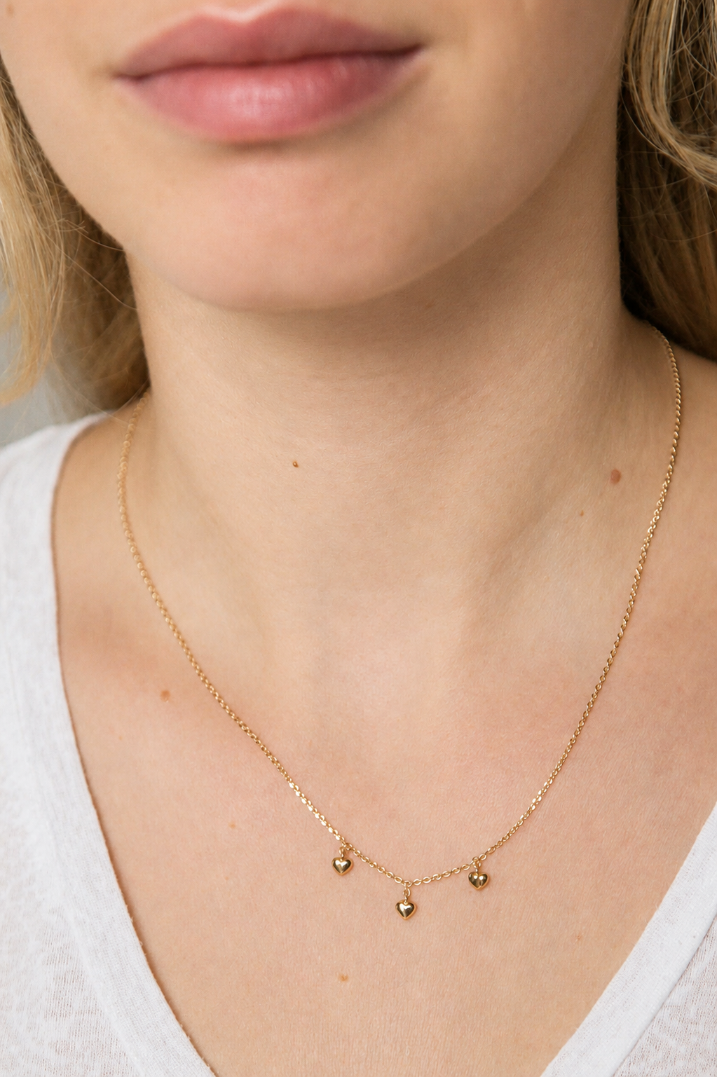 Collier trois cœurs en plaqué or 18 carats