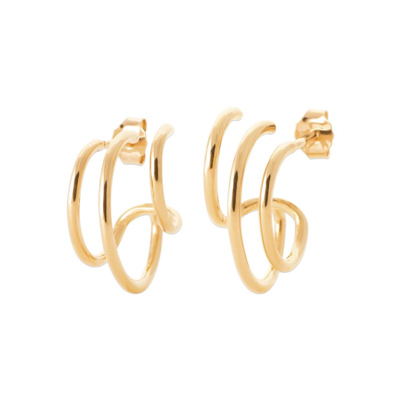 Boucles d'oreilles créoles triples originales plaqué or