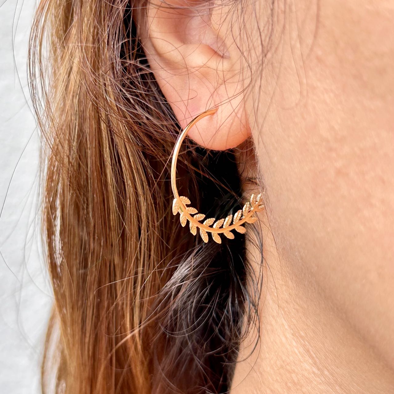 Boucles d'oreilles créoles épi de blé plaqué or - Créoles lauriers
