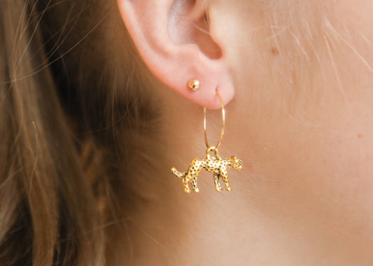 Boucles d’oreilles créoles Léopard plaqué or