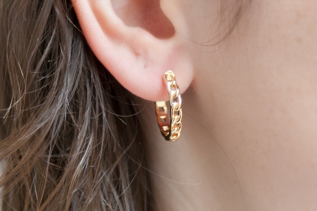 Boucles d'oreilles créole maillons de chaîne plaqué or 