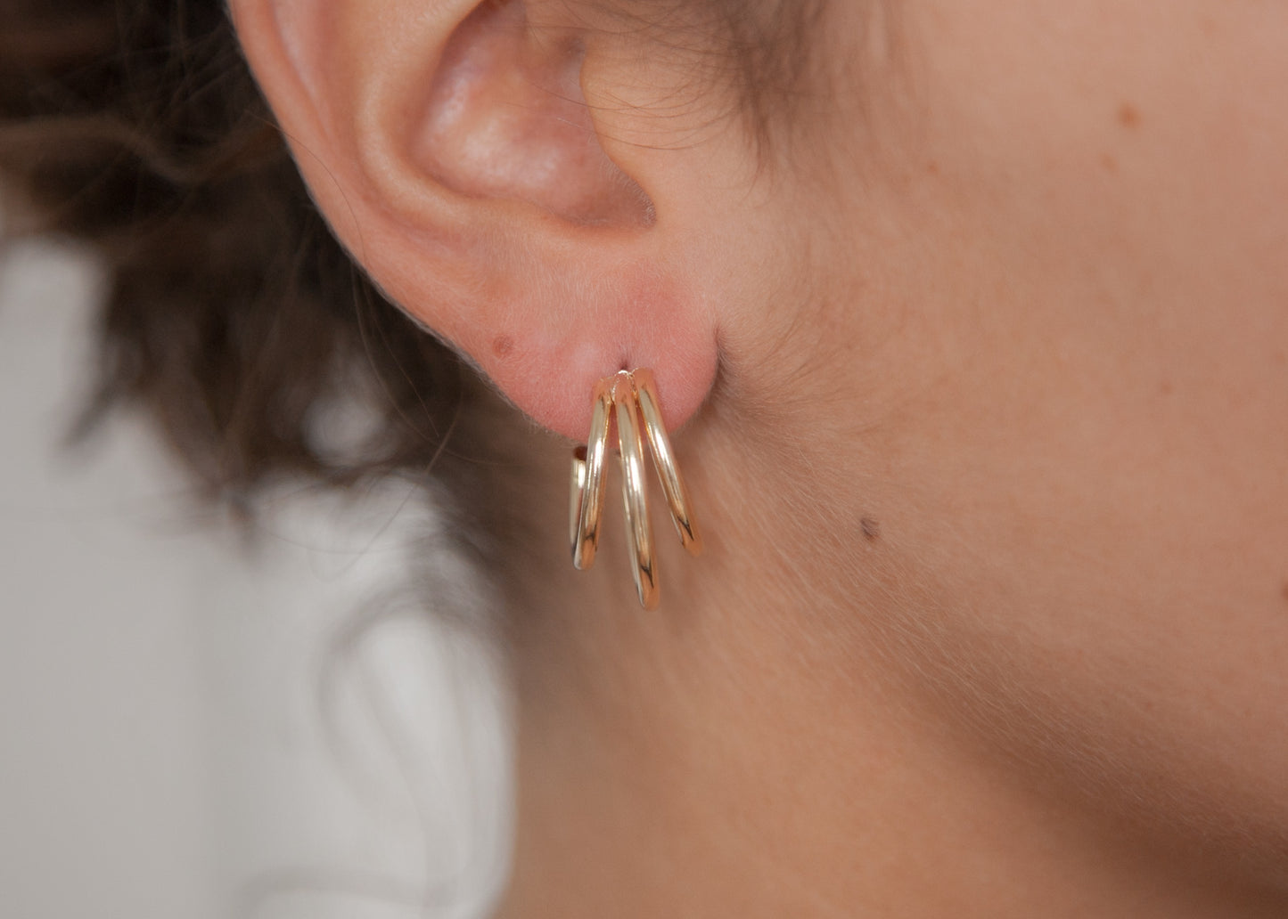 Boucles d'oreilles créoles triple anneaux plaqué or