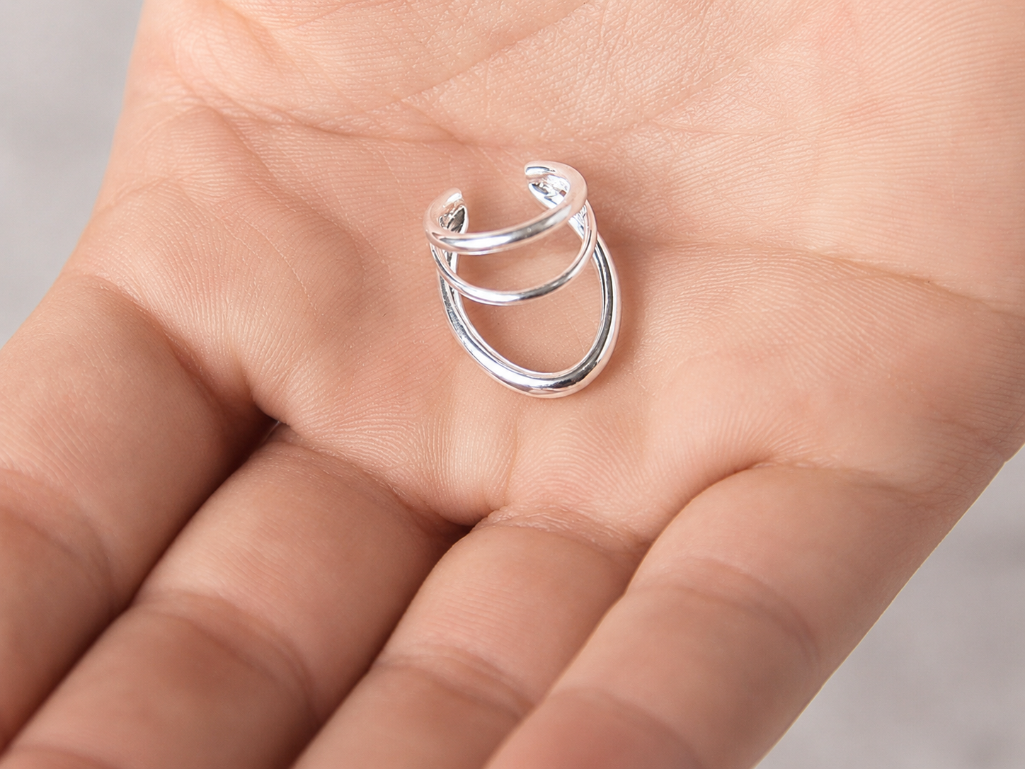 Ear cuff multi-rangs en argent véritable