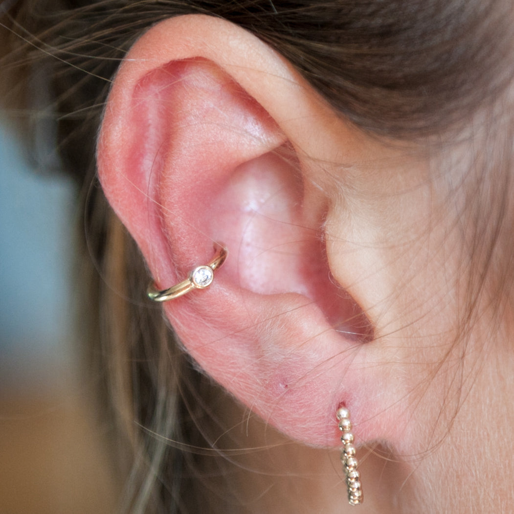 Ear cuff Bague d'oreille strass plaqué or