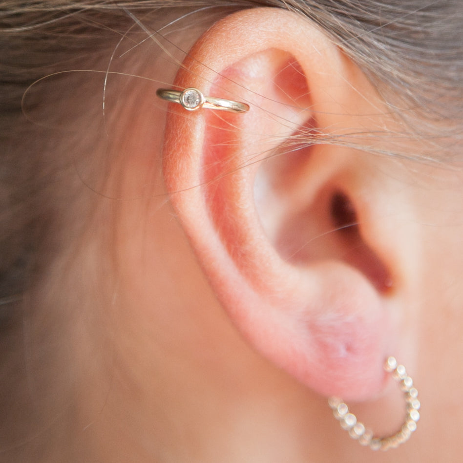 Ear cuff Bague d'oreille strass plaqué or