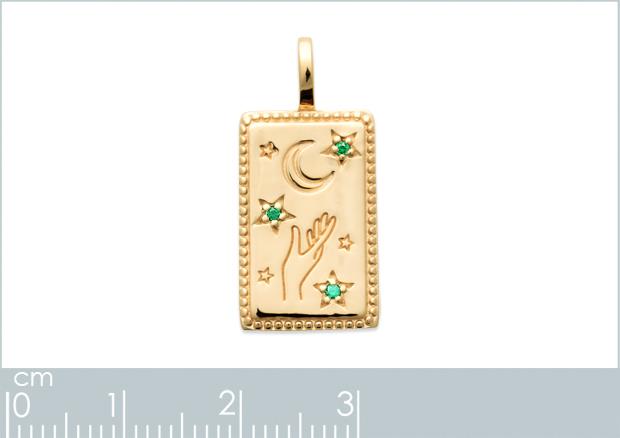 Collier pendentif carte tarot main et lune protecteur plaqué or