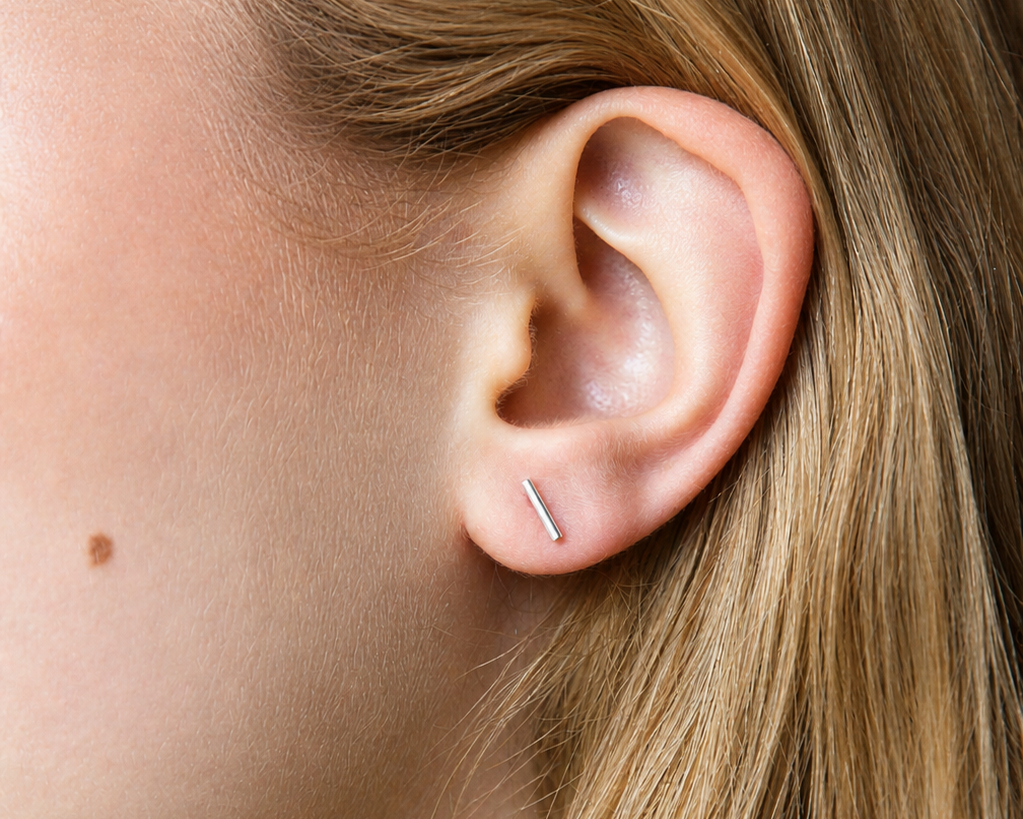 Puces d'oreilles barres en argent véritable