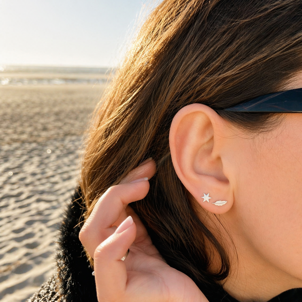 Boucles d'oreilles plume en argent