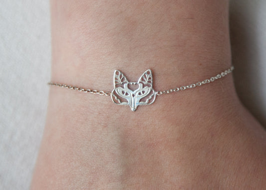 Bracelet tête de renard argent