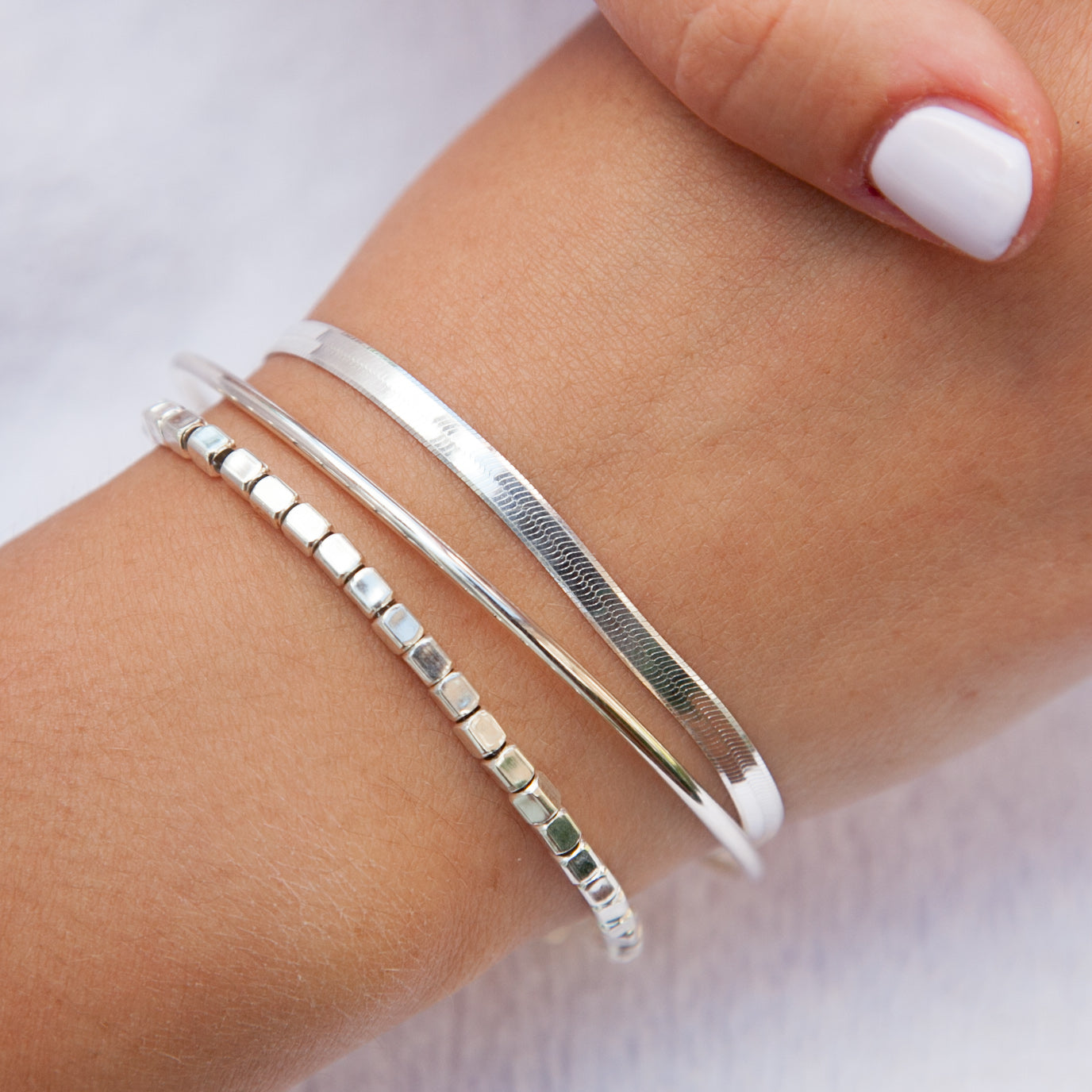 Set de trois bracelets en argent sterling 925 de haute qualité