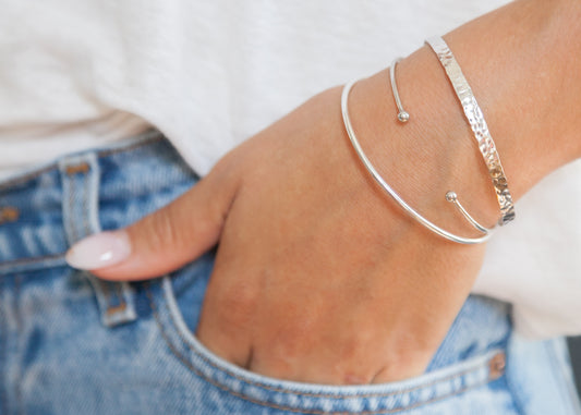 Lot de 3 bracelets joncs en argent véritable