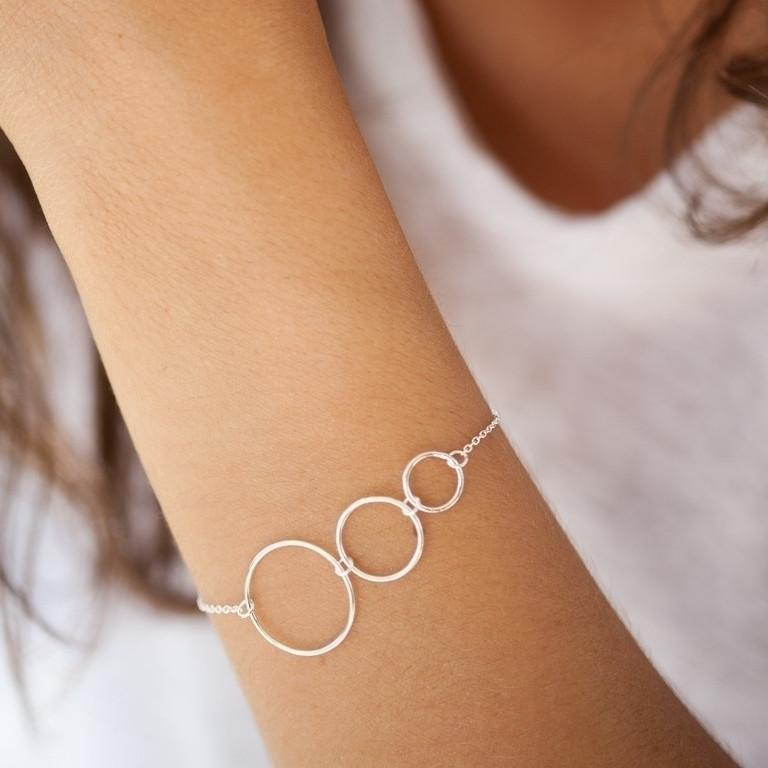 Bracelet chaîne anneaux entrelacés en argent véritable