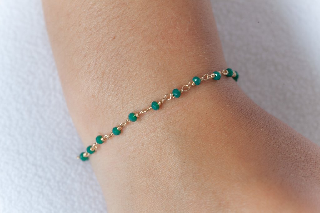 Bracelet chapelet coloré plaqué or