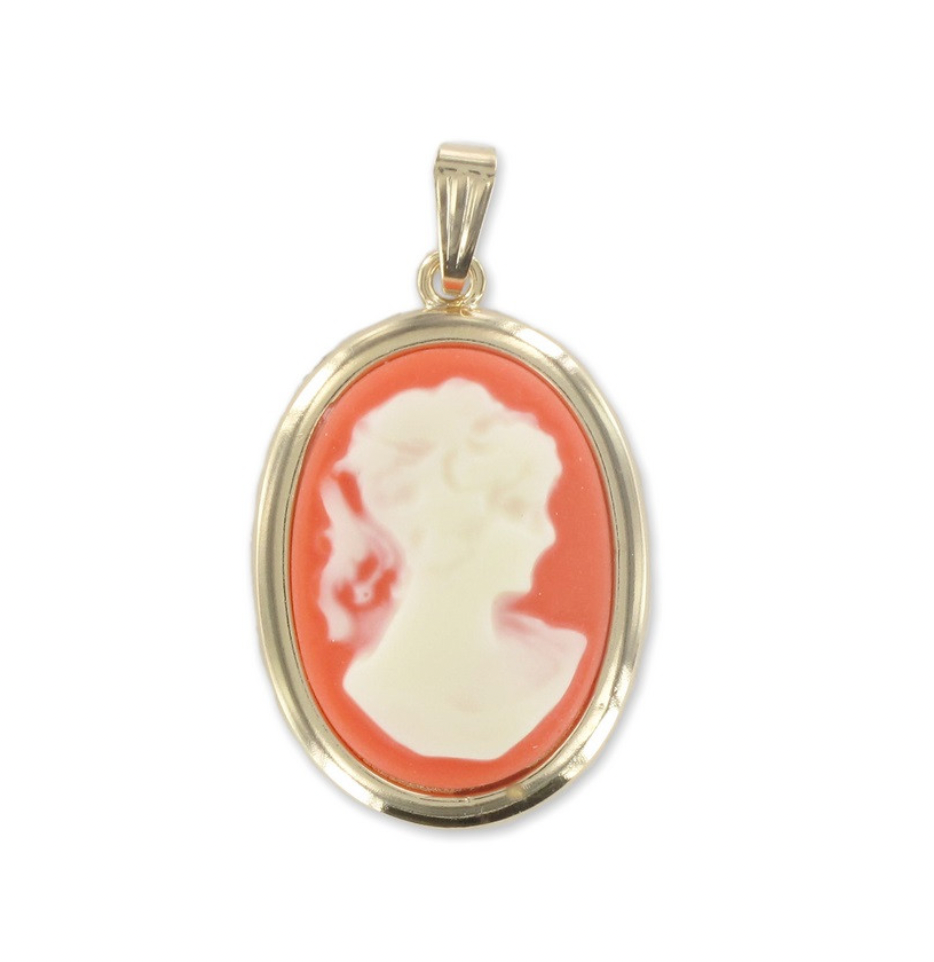 Collier pendentif camée vintage plaqué or