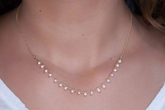 Collier perles blanches plaqué or