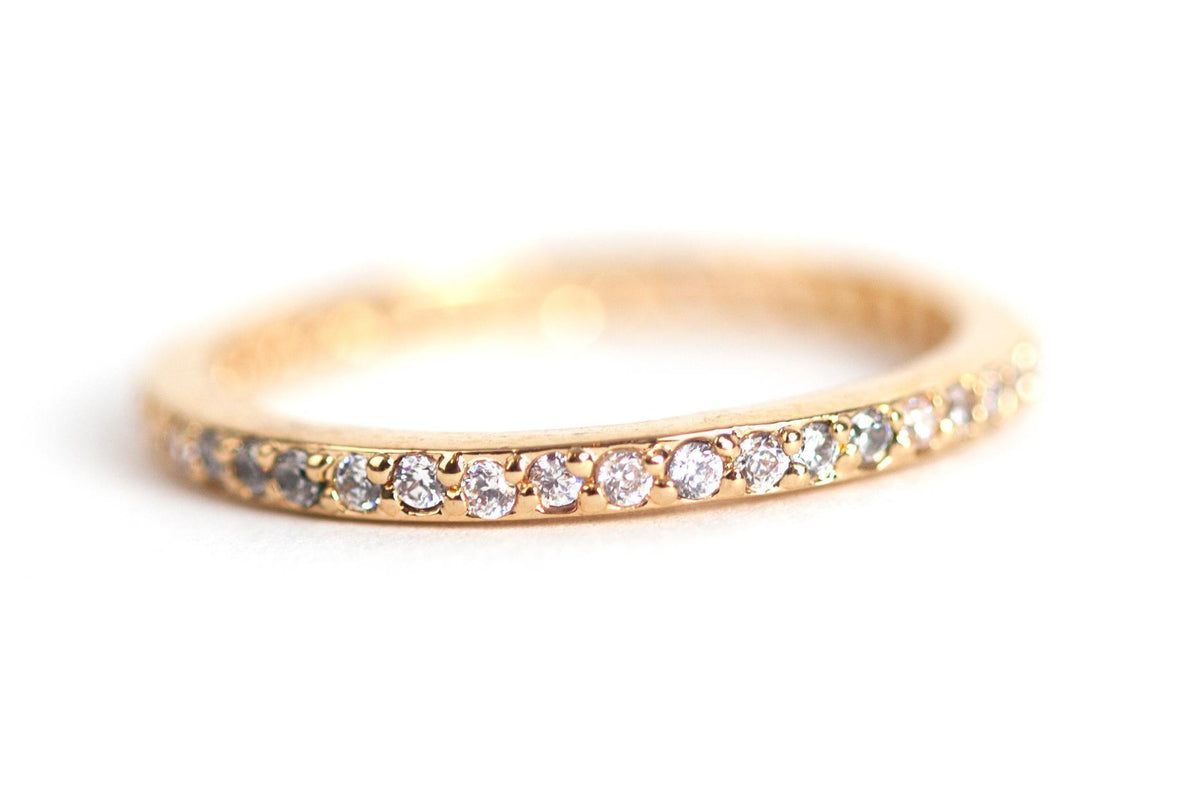 Bague plaqué or jaune sertie de zircons - Bague créateur Elise et moi