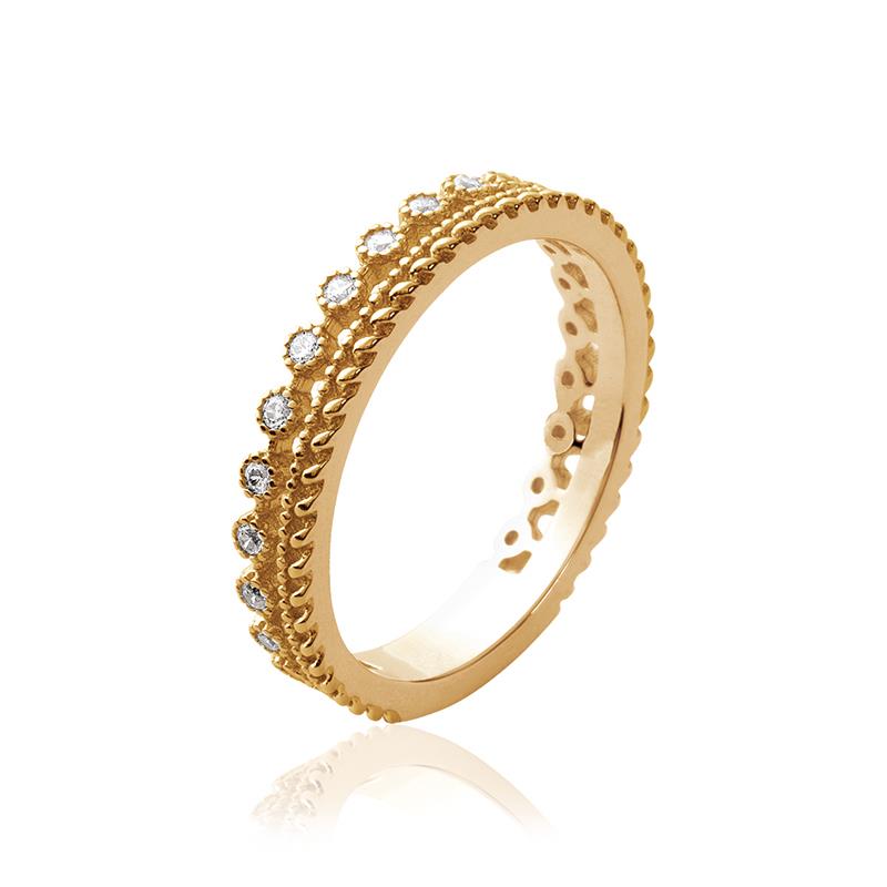 Bague couronne double plaqué or