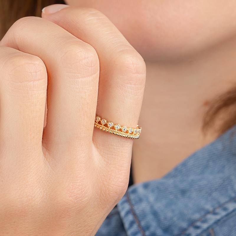 Bague couronne double plaqué or