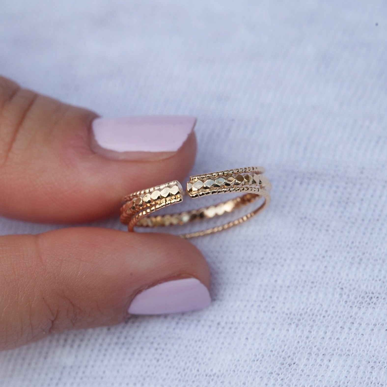 Bague ajustable anneaux fins plaqué or Bague femme plaqué or