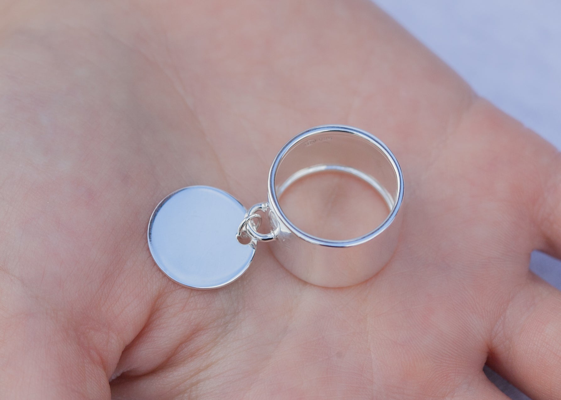 bague pastille en argent