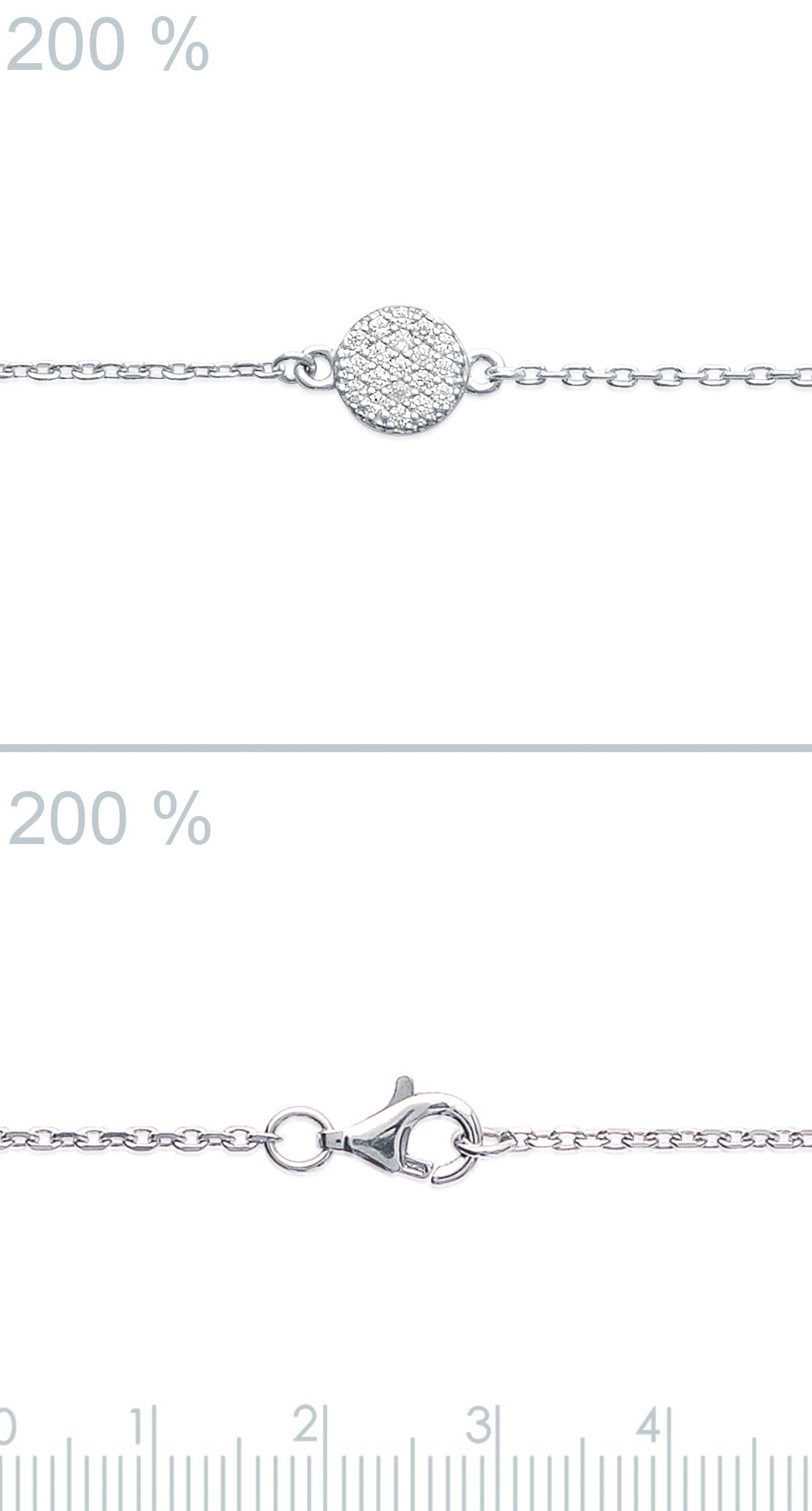 bracelet petit rond serti de strass en argent