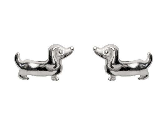 Boucles d'oreilles teckel en argent - Puces d'oreilles chien argent