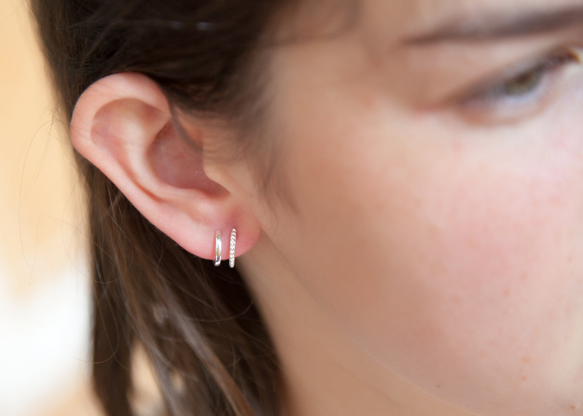 Boucles D'oreilles Créoles Double Ronde En Argent Sterling Plaqué Or Rose - Diamètre 38mm