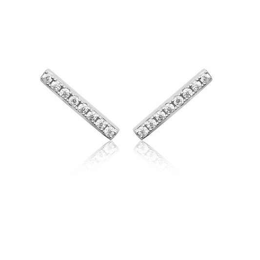 Boucles d'oreilles barre avec zircons en argent