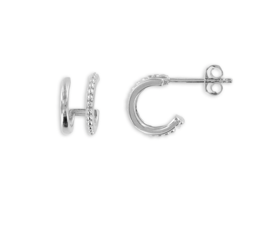 Boucles d'oreilles créoles doubles originales argent