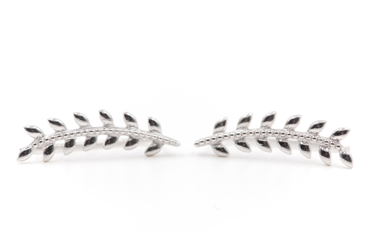 Boucles d'oreilles feuilles de laurier montantes en argent