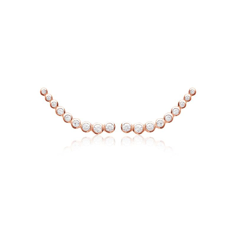 Boucles d'oreilles montantes serties de zircons plaqué or rose