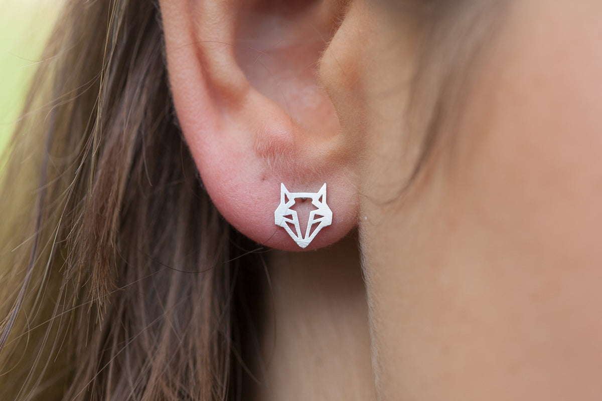 Laimons Kids Boucles D'Oreilles Enfant Tête De Renard Argent 925 - Marron Blanc