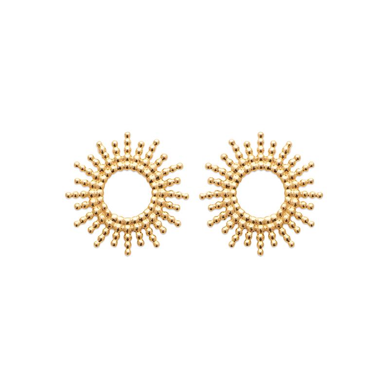 Boucles d'oreilles soleil plaqué or 16 carats