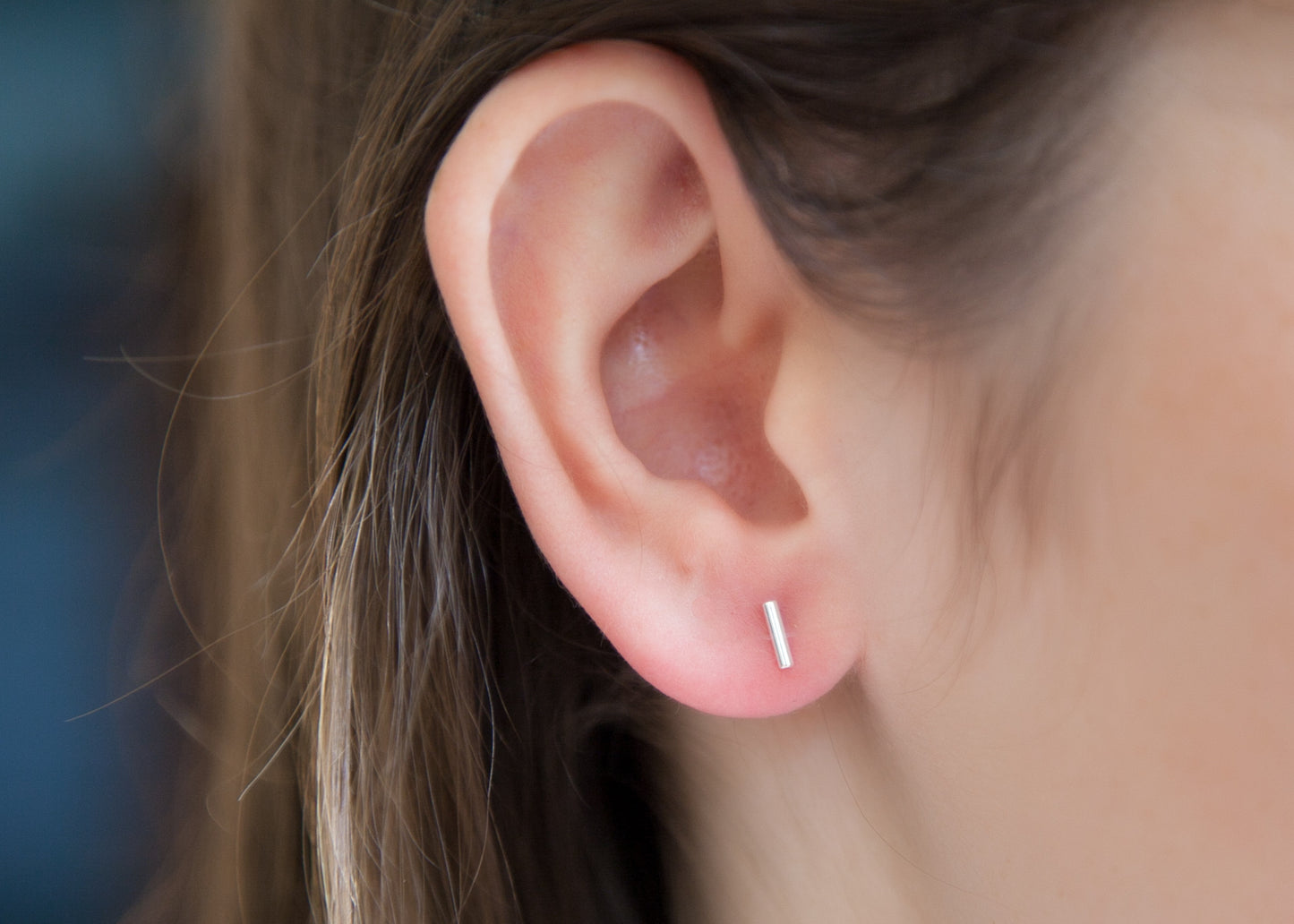 Boucles d'oreilles barre en argent