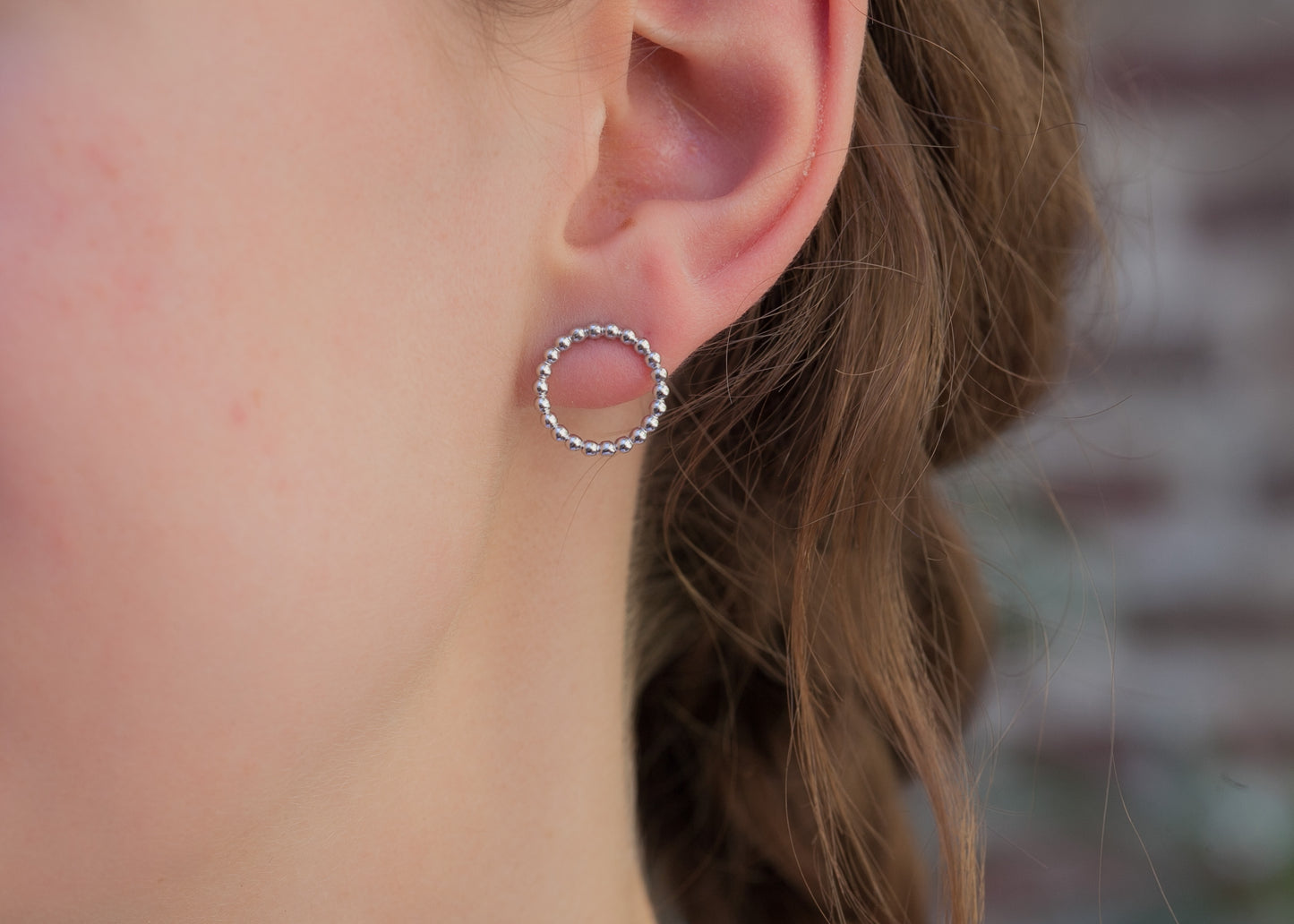 Boucles d'oreilles rond petites perles en argent