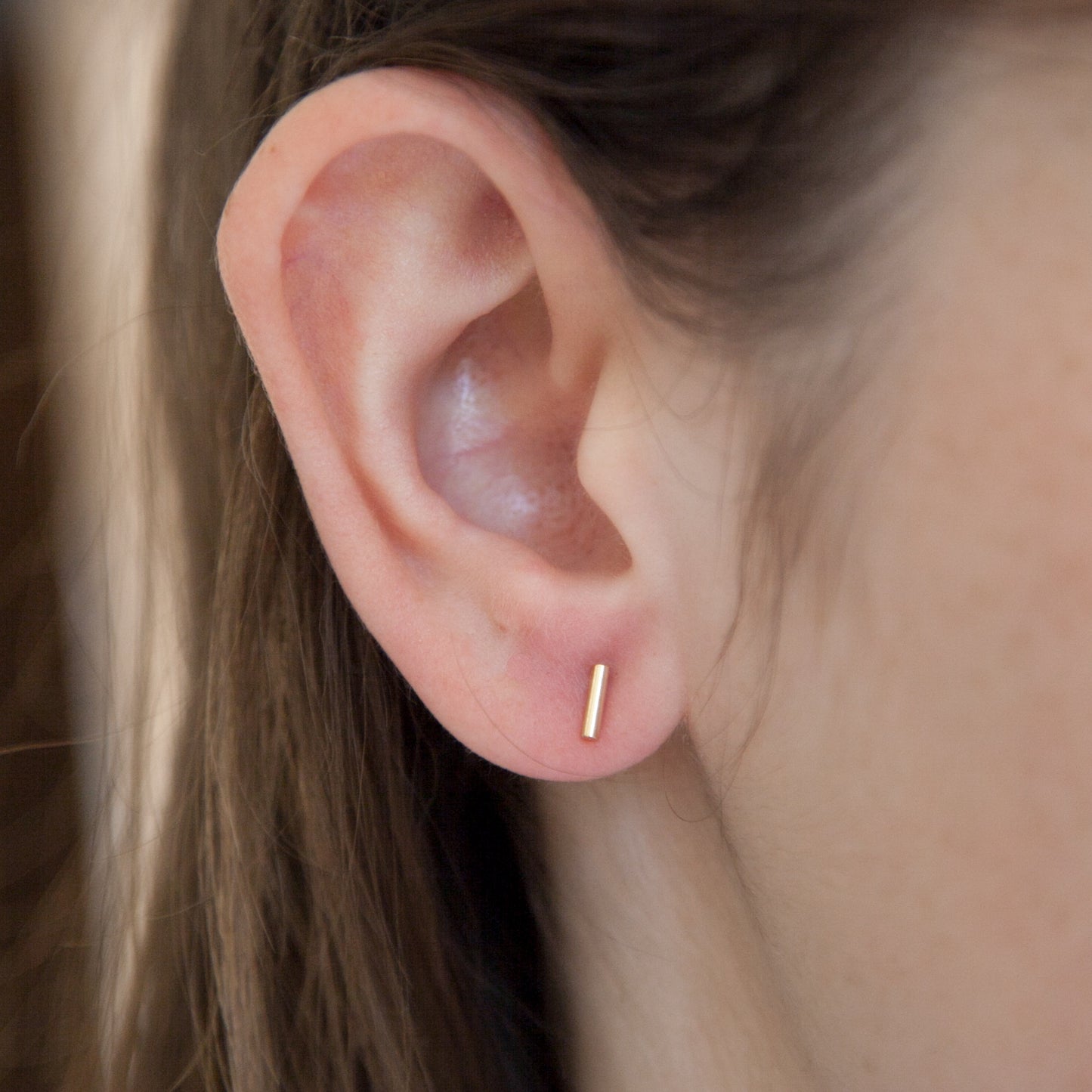 Boucles d'oreilles barre plaqué or