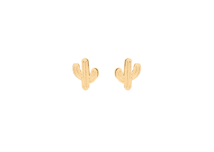 Boucles d'oreilles puces cactus plaqué or