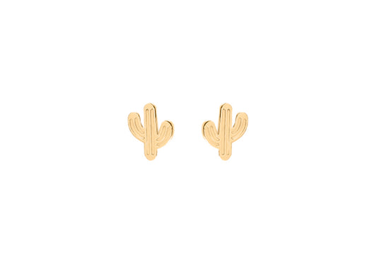 Boucles d'oreilles puces cactus plaqué or