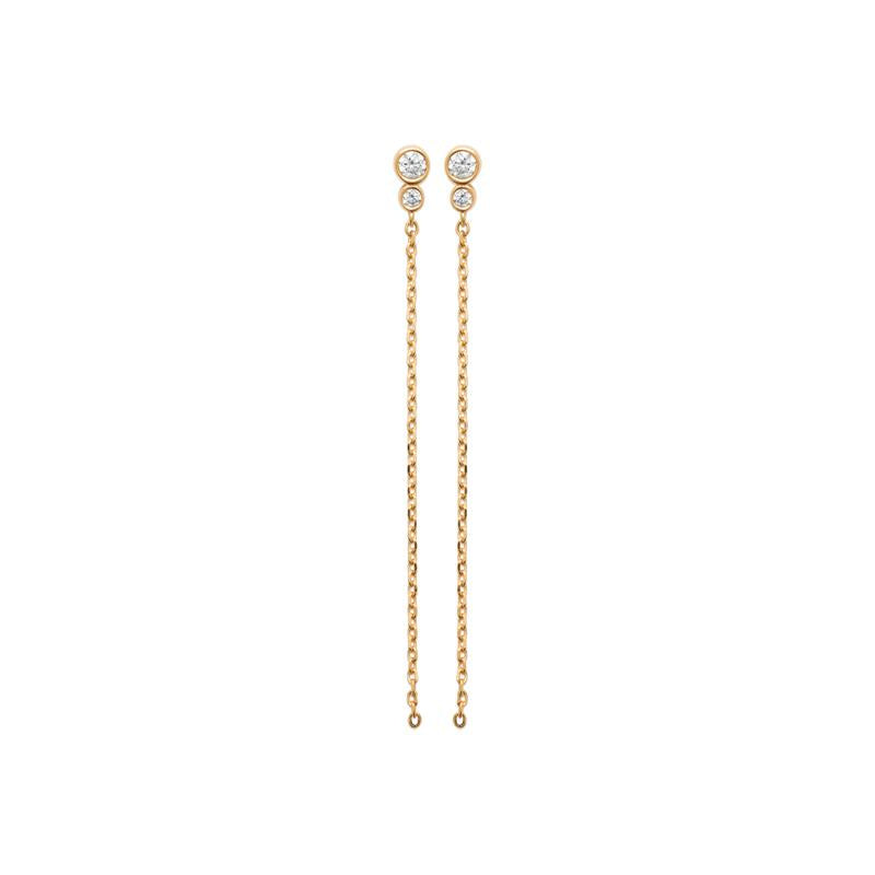 Boucles d'oreille chaîne serties de zircons plaqué or