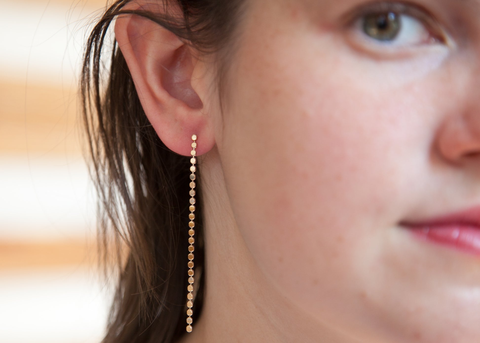 Boucles d'oreilles chaîne petites pastilles plaqué or