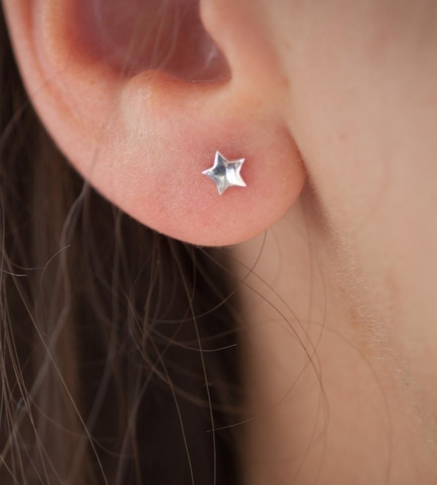 Boucles d'oreille étoile en argent véritable