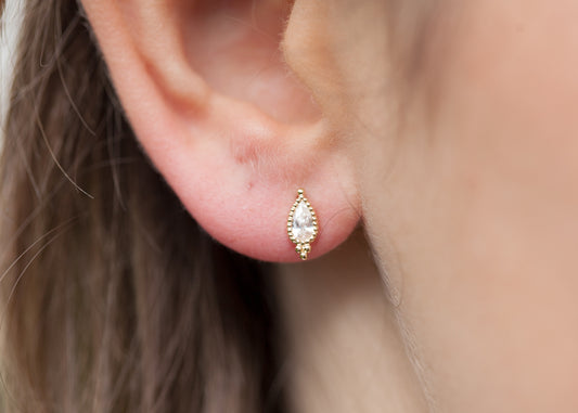 Boucles d'oreilles Bindi sertie d'un petit zircon plaqué or