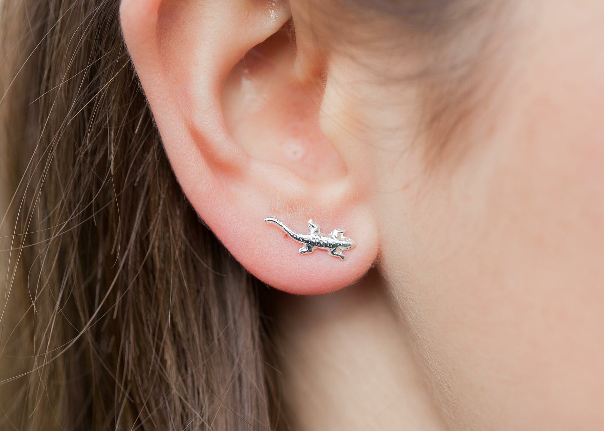 Boucles d'oreilles lézard en argent