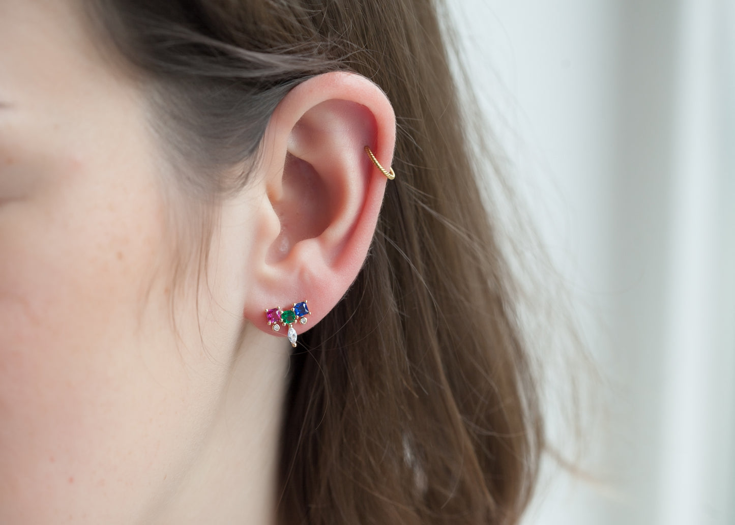 Boucles d'oreilles tricolores plaqué or