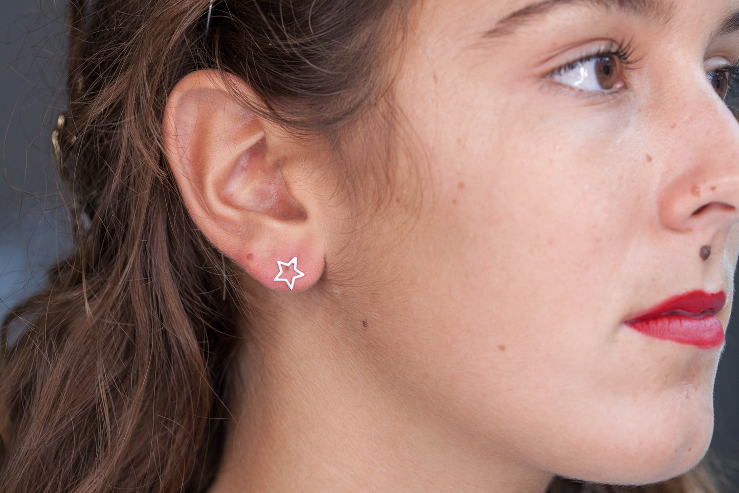 Boucles d'oreille étoile évidée en argent véritable