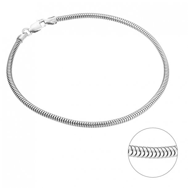 Bracelet chaîne serpent en argent pour hommes