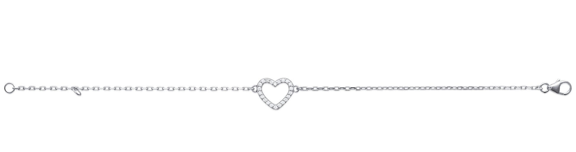 Bracelet coeur en argent massif serti de zircons