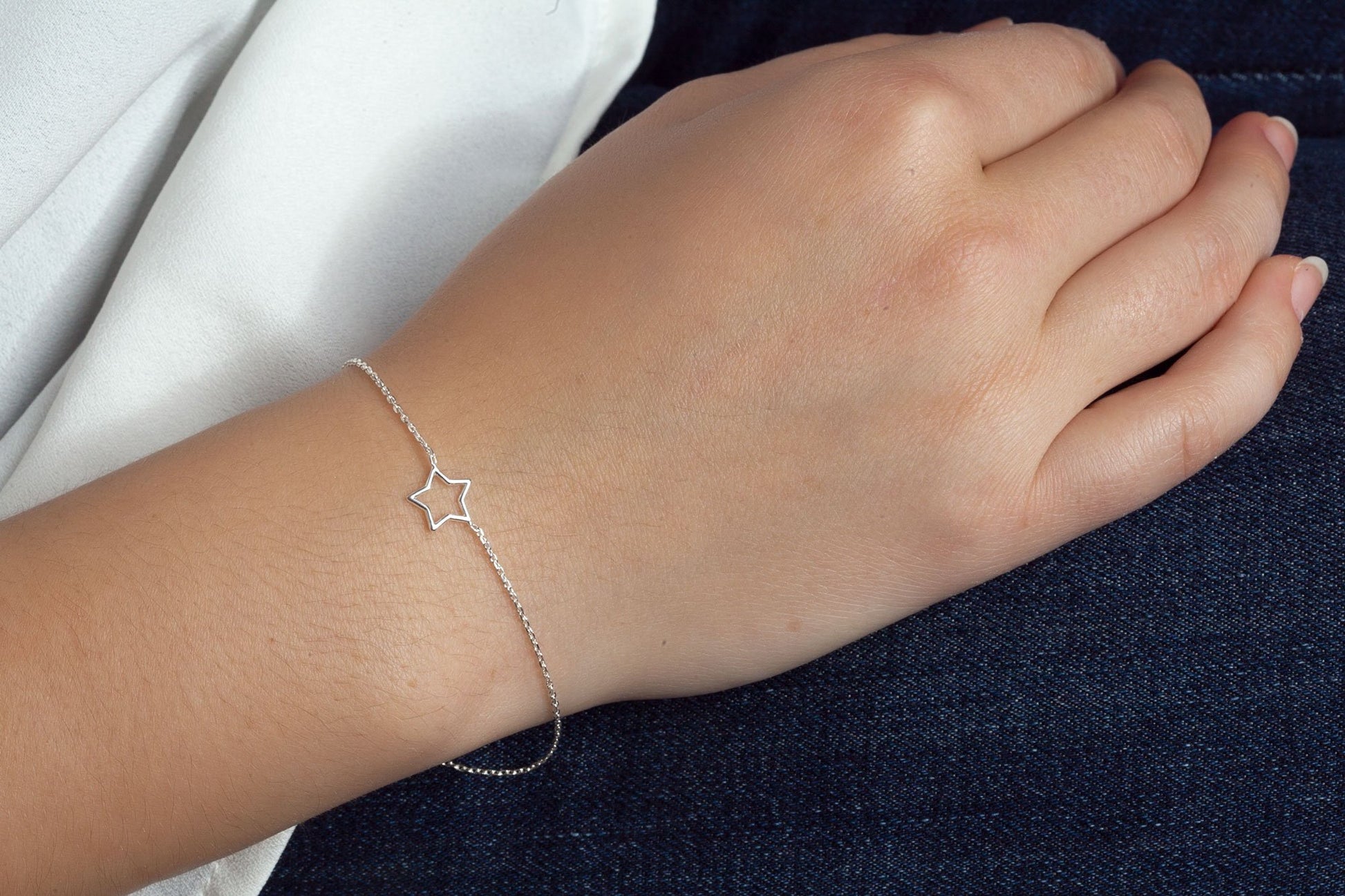 Bracelet étoile en argent véritable