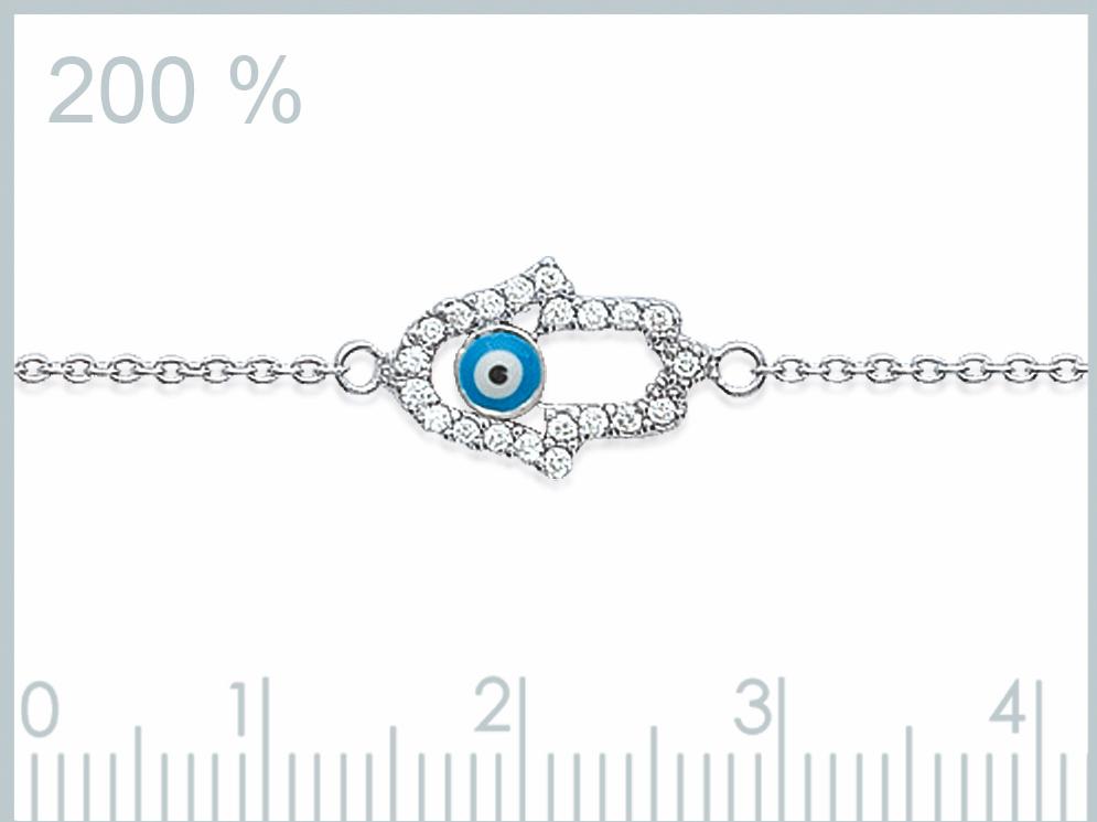 Bracelet Main de Fatma en argent et strass - Bracelet porte-bonheur